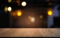 Empty wood table top and blur of night market background/selective focus .For montage product display. Royalty Free Stock Photo