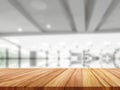 empty wood table top on blur office background with bokeh Royalty Free Stock Photo
