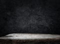 Empty wood table top counter on dark wall background.For create product display or design key visual Royalty Free Stock Photo