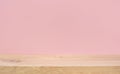 Empty of wood table top on pink pastel color background Royalty Free Stock Photo