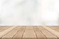 Empty wood table top on white blurred background Royalty Free Stock Photo