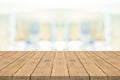 Empty wood table top on white blurred background,for montage you Royalty Free Stock Photo