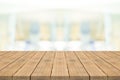 Empty wood table top on white blurred background,for montage you Royalty Free Stock Photo