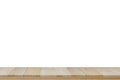 Empty wood top table and white background. Royalty Free Stock Photo