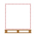 Empty wooded pallet and red line frame in temporarily out of stock concept, blank wooded pallet for copy space sold out or run out