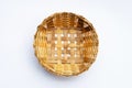 Empty wooden bamboo basket on white Royalty Free Stock Photo