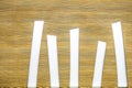 Empty wooden bar countertop with cafe-restaurant blur in dark night background selective focus. Wood texture. Royalty Free Stock Photo