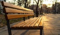 Empty Park Bench at Sunset Royalty Free Stock Photo