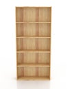 Empty wooden bookcase isolated on white background. Include clipping path Royalty Free Stock Photo