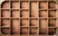 Empty wooden box with compartments Royalty Free Stock Photo