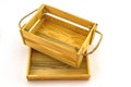 Empty wooden box from rubber tree and sisal rope isolated on Royalty Free Stock Photo