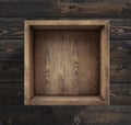 Empty wooden box on floor top view Royalty Free Stock Photo