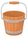 Empty wooden bucket cartoon icon. Rural farm Royalty Free Stock Photo