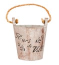 Empty wooden bucket or wooden flowerpot Royalty Free Stock Photo