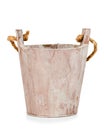 Empty wooden bucket or wooden flowerpot Royalty Free Stock Photo