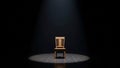Empty wooden chair under spotlight on dark stage Royalty Free Stock Photo