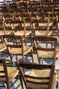 Empty Wooden Chairs in a Church Royalty Free Stock Photo