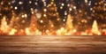 empty wooden city street table with christmas decoration