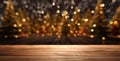 empty wooden city street table with christmas decoration