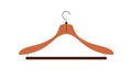 Empty wooden clothes hanger. Apparel accessory for hanging top and bottom garments. Wardrobe, closet item for storage