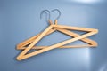 Empty wooden clothes hanger with metal hook Royalty Free Stock Photo