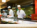 Empty wooden counter in Sushi bar restaurant Royalty Free Stock Photo