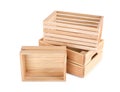 Empty wooden crates stacked and isolated Royalty Free Stock Photo