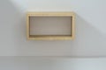 Empty wooden cube shelf in the empty room, 3d rendering Royalty Free Stock Photo