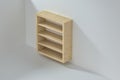 Empty wooden cube shelf in the empty room, 3d rendering Royalty Free Stock Photo