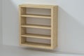 Empty wooden cube shelf in the empty room, 3d rendering