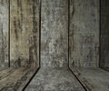 Empty wooden desk table and cloth, Old brown dark wood wall texture and pattern background for design Royalty Free Stock Photo