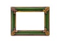 Empty Wooden Double Picture Frame on White Background Royalty Free Stock Photo