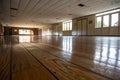 Empty wooden floor with ceiling and light reflection Royalty Free Stock Photo