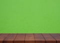 Empty wooden floor.Cement green wall background Royalty Free Stock Photo