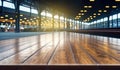 Empty wooden floor in front of blurred background. Royalty Free Stock Photo