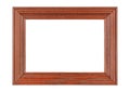 Empty wooden frame for photo or artwork with mahogany texture border isolated on white background Royalty Free Stock Photo