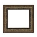 Wooden golden painted frame for paintings with patina. Isolated on white Royalty Free Stock Photo