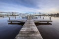 Empty wooden jetty in marina Royalty Free Stock Photo