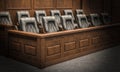 empty wooden jury bench