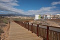 Empty wooden passage connecting the San Blass resort to the fishing village known as Los Abrigos, Canary Islands, Spain Royalty Free Stock Photo