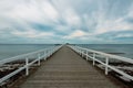 Empty wooden pier walkway on sea shore
