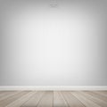 Empty wooden room space with white wall background. Vector illustration.