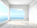 empty wooden room with window and sea view Royalty Free Stock Photo