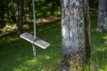 Empty Wooden Rope Swing Beside Tree Royalty Free Stock Photo