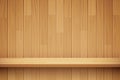 Empty wooden shelf background