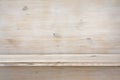 Empty wooden shelf on wood texture background