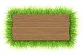 Empty wooden sign with grass