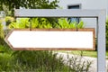 wooden signpost at a walkway inside the park