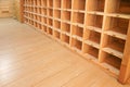 Empty wooden square shelves slots,Rectangular wooden block,Squares Blank wooden shelf Royalty Free Stock Photo