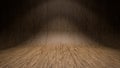 Empty wooden studio curved floor dark background